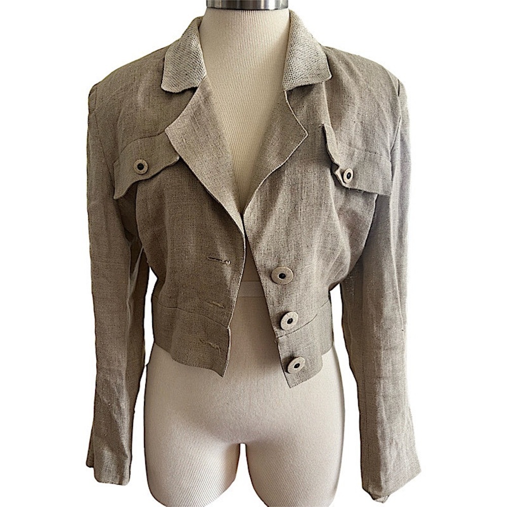 Vintage linen cropped blazer